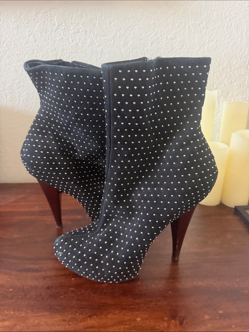 Giuseppe Zanotti Black Studded Suede Ankle Booties